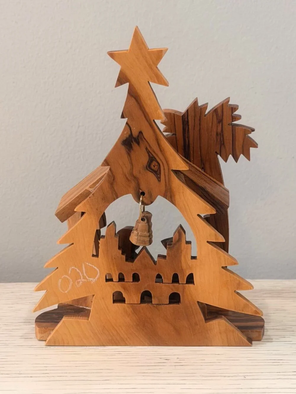 Vintage Olive Wood Nativity Set Handmade Carved in Bethlehem Israel Holy Family